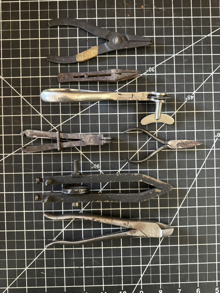 Lot of 7 Vintage Watchmaking Tools – Adjustable Compass Divider – Medical/Dental