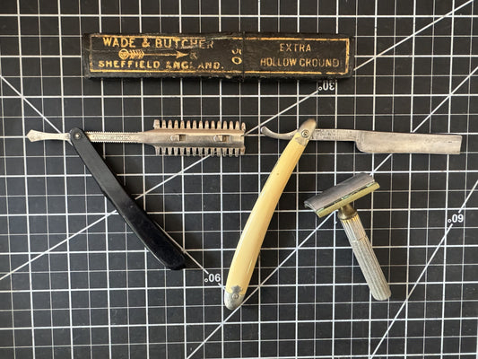 Lot of Vintage Straight Razors – Uplex, Engels No. 45, Wade & Butcher Box