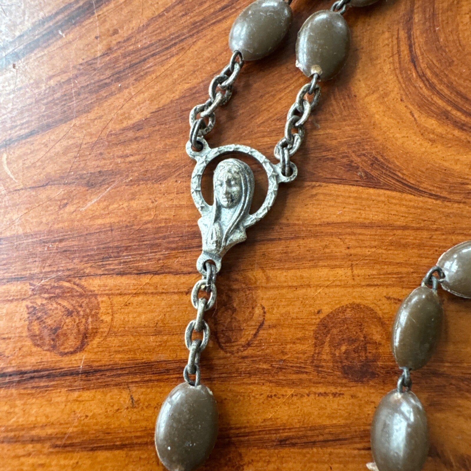 Vintage Catholic Religious Light Brown Rosary. Made In Italy