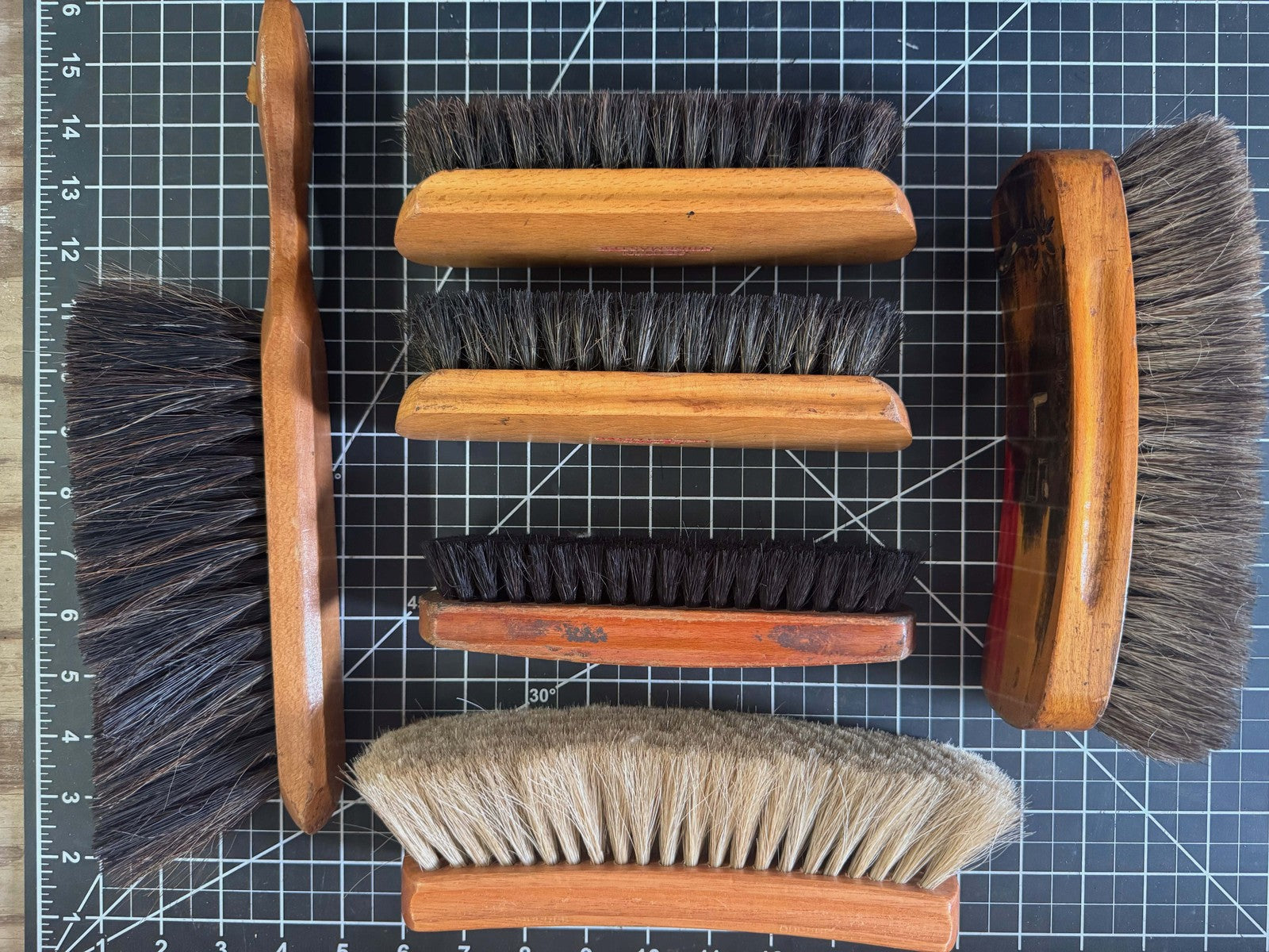 Lot of 6 Vintage Shoeshine Brushes – Griffin, Star, Horsehair, Etc