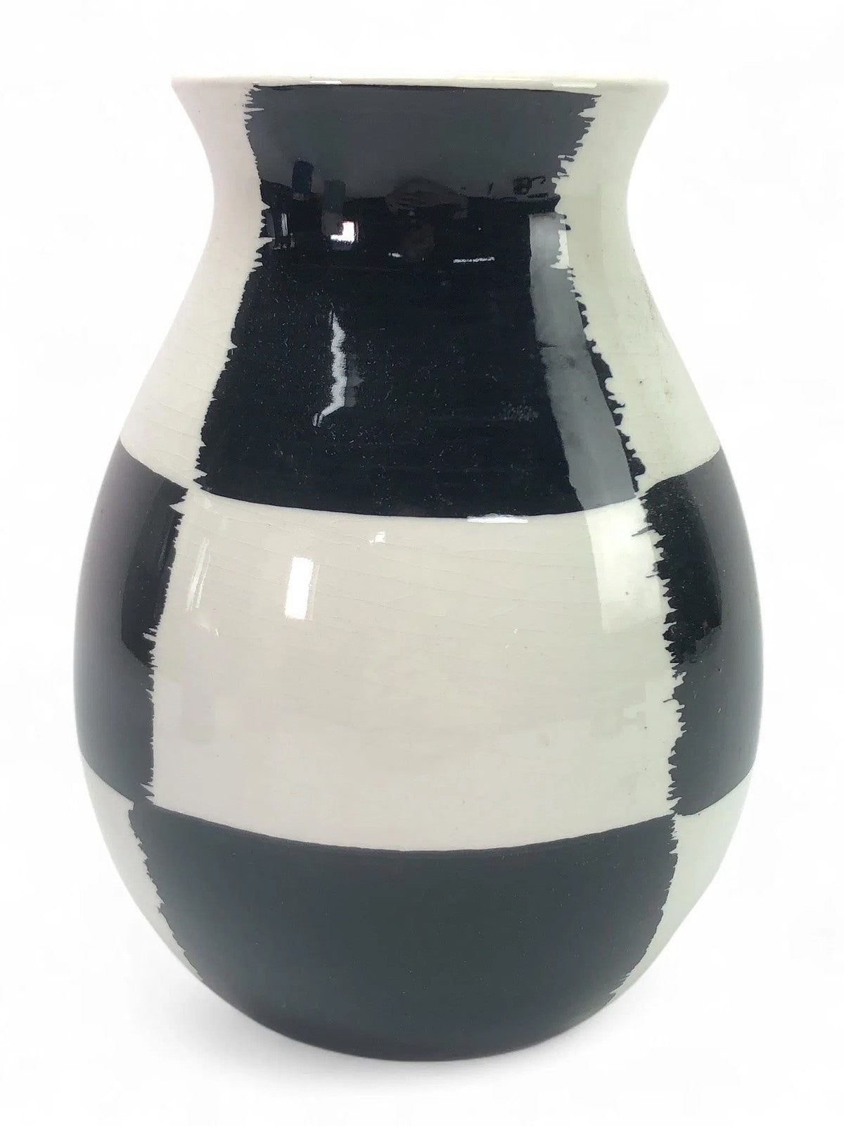 Handmade Bitossi Black & White Ceramic Vase – Made in Italy – 8” Tall