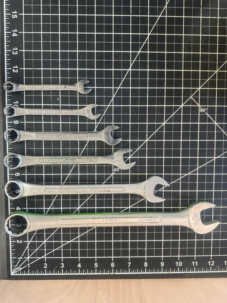 S-K Tools USA Combination Wrench Lot of 6 – Models C-30, C-24, C-20, C-18, etc