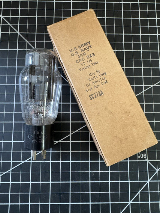 JAN CRC 5Z3 VT-145 Vacuum Tube | WWII April 1945 | U.S. Army/Navy | VT145 NOS