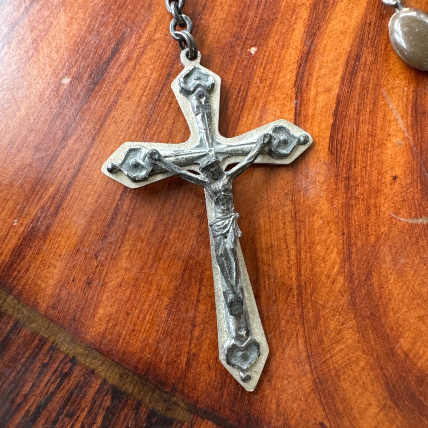 Vintage Catholic Religious Light Brown Rosary. Made In Italy