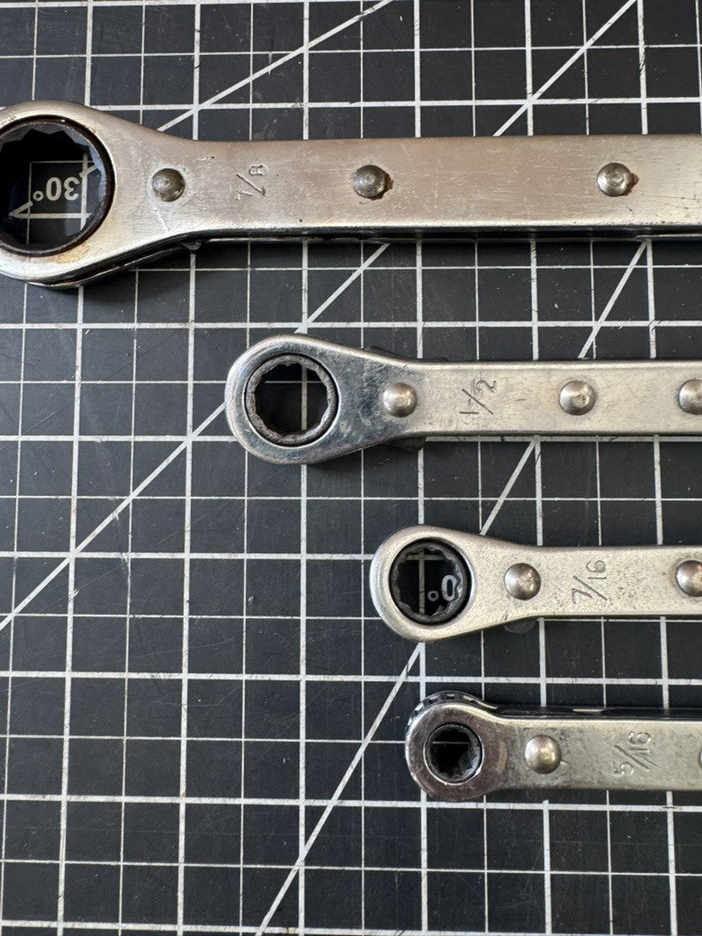 Vintage Heavy Duty 4pc Reversible Ratchet Ring Spanner Wrench Set – USA