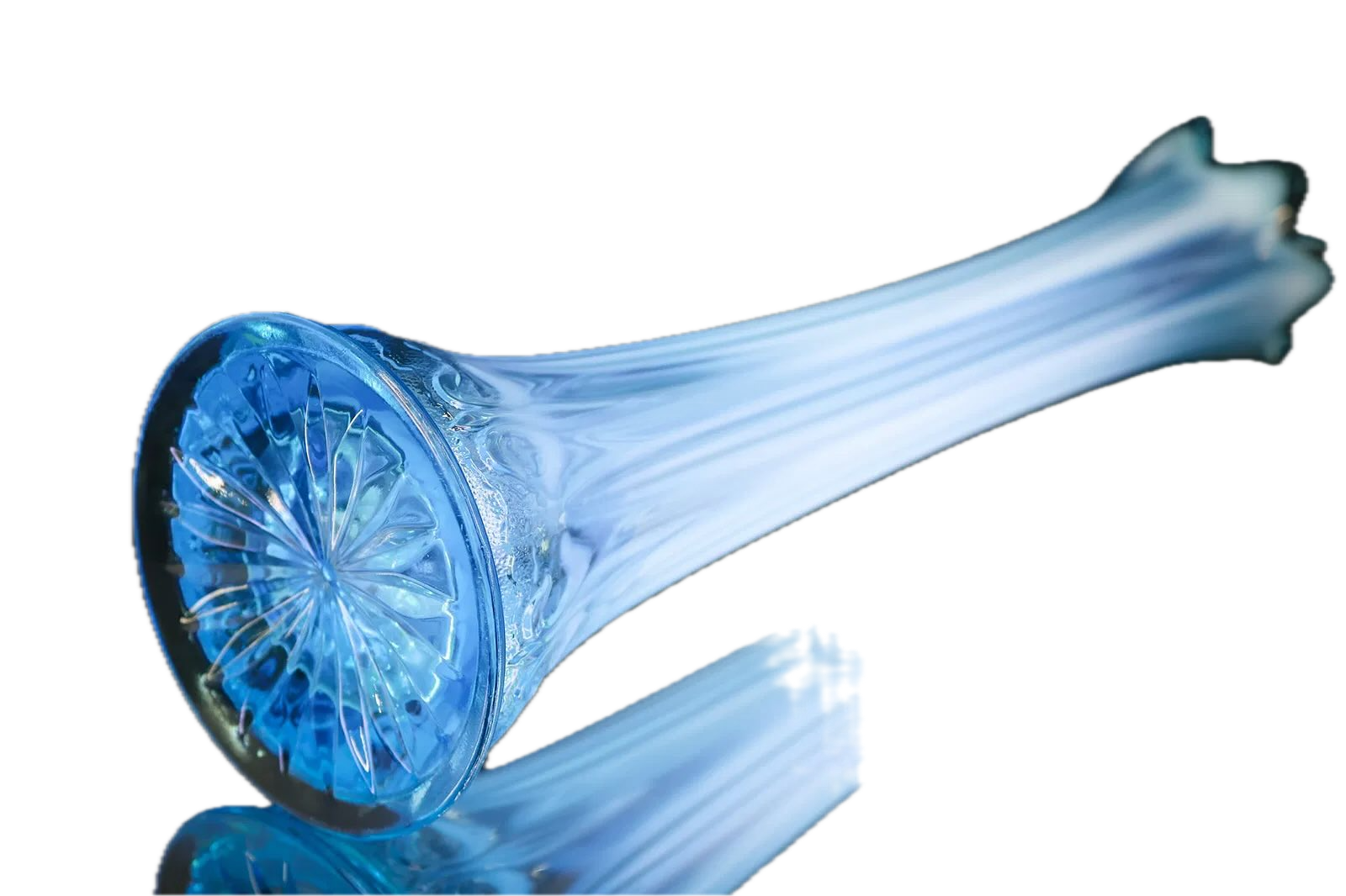 Victorian Blue Opalescent Glass Swung Vase – 14” Tall