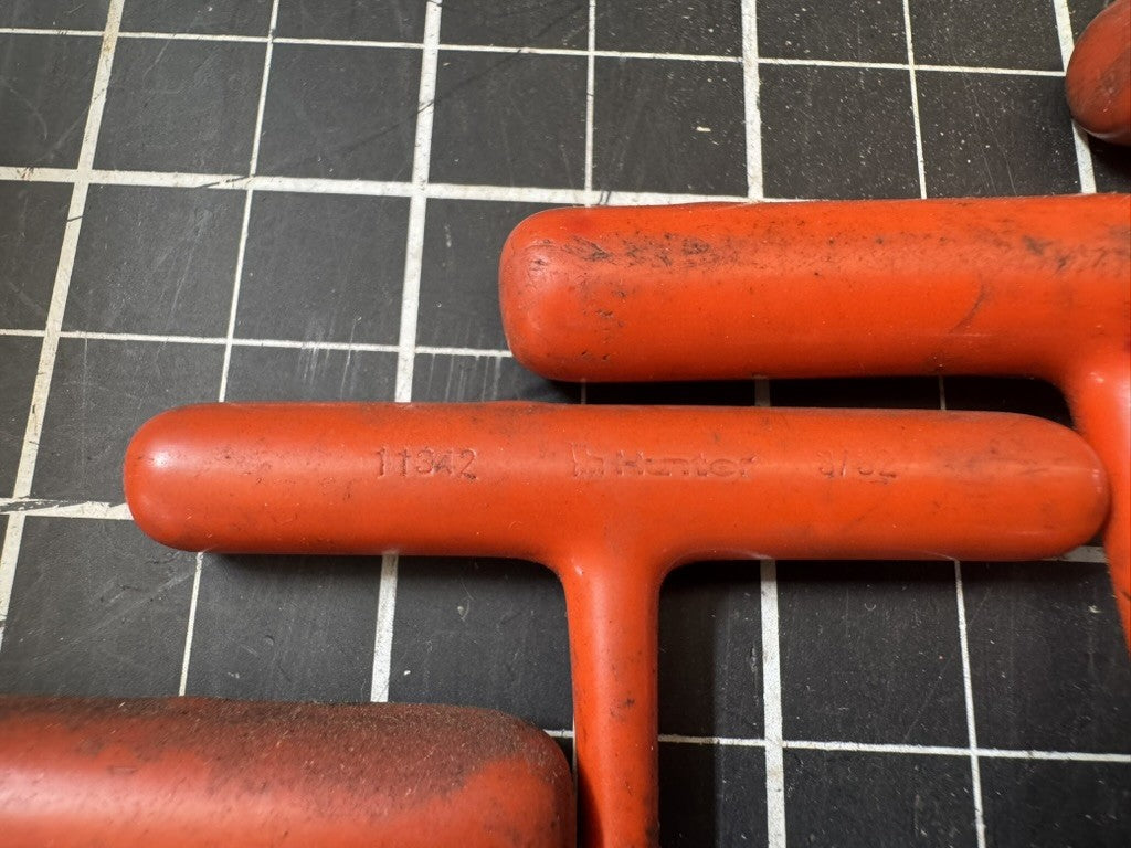 Vintage Hunter & Proto T-Handle Ball End Hex Key Set – Red Handles
