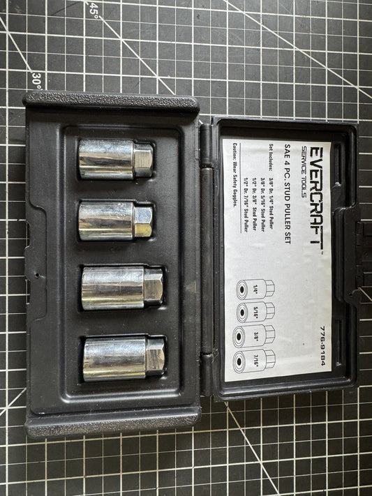 Vintage Evercraft SAE 4pc Stud Puller Set No. 776-9184 – 3/8” & 1/2” Drive