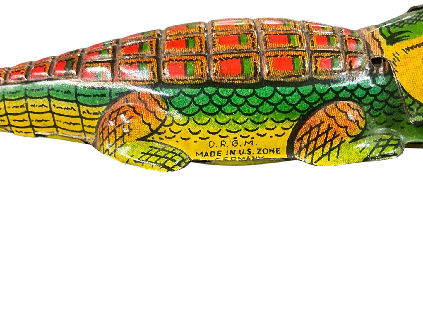 Vintage GAMA Wind-Up Tin Crocodile Toy – Made in U.S. Zone Germany – Works!