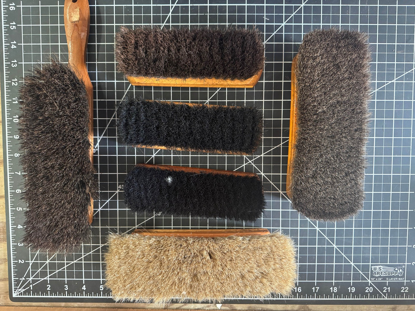 Lot of 6 Vintage Shoeshine Brushes – Griffin, Star, Horsehair, Etc