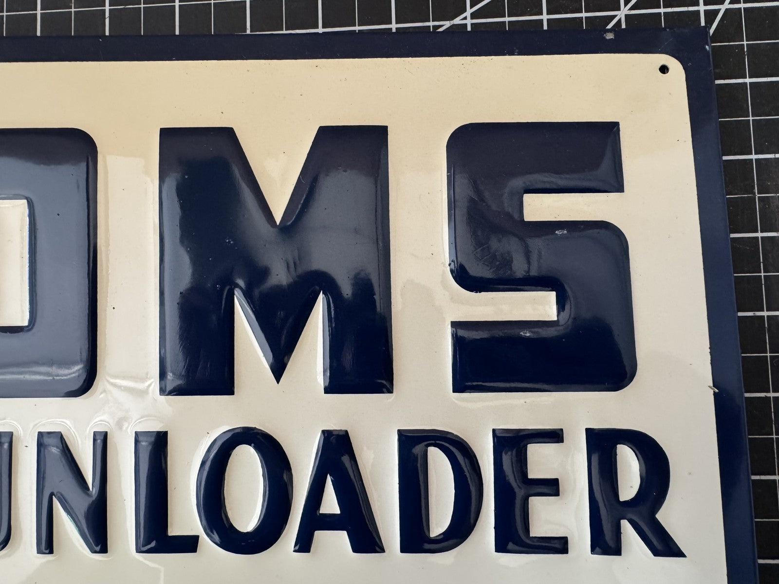 BOOMS Wagon Unloader Embossed Metal Sign – NOS, Valparaiso IN, 17”x11”