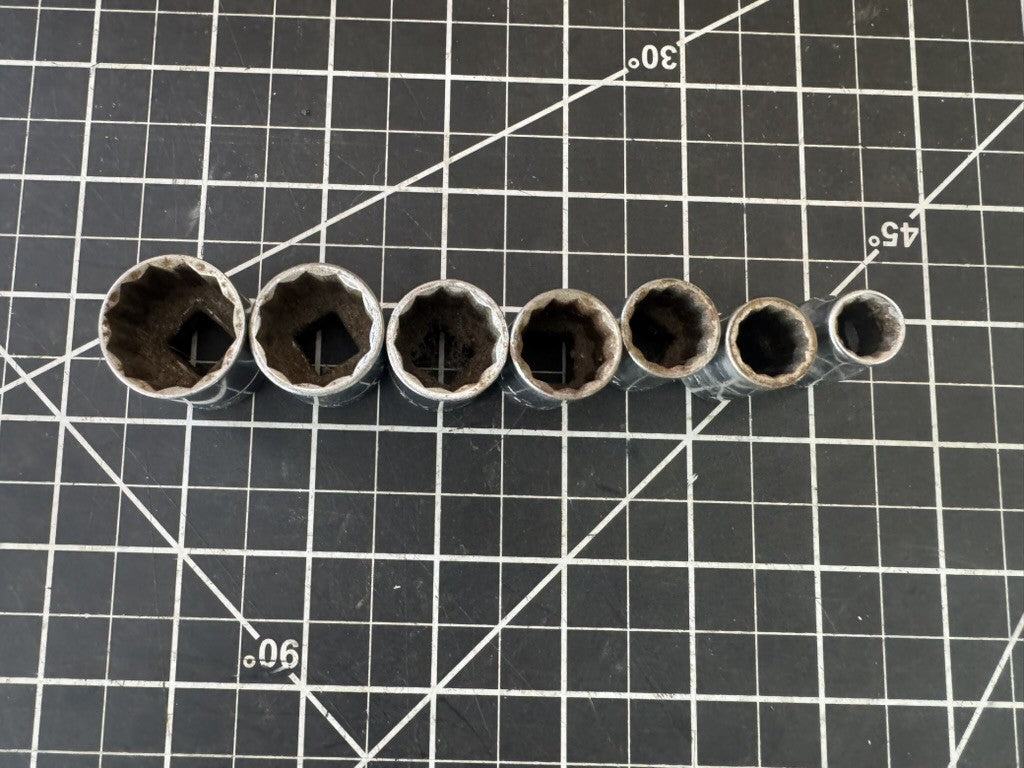 Vintage Craftsman V-Series 7pc Socket Set – 3/8” to 3/4” – 12pt – USA