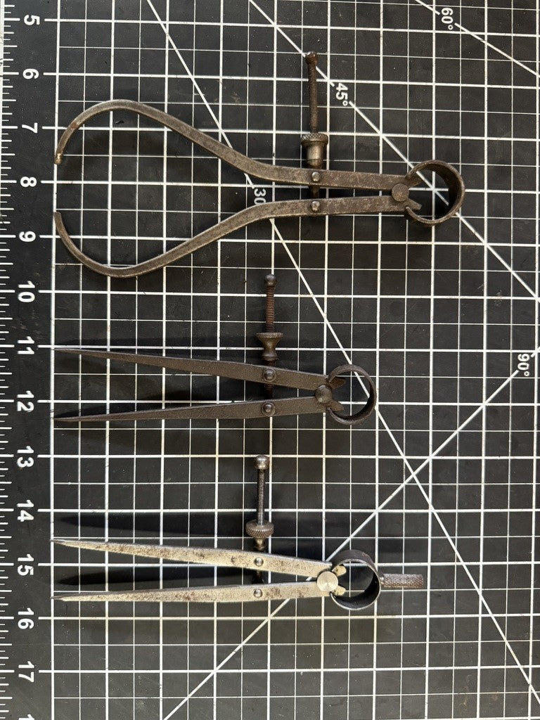 Lot of 3 Vintage Measuring Tools – 2 Union Tool (1 Caliper, 2 Dividers)