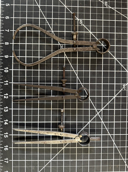 Lot of 3 Vintage Measuring Tools – 2 Union Tool (1 Caliper, 2 Dividers)
