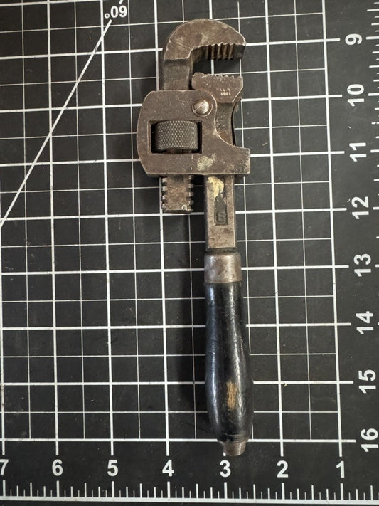 Atlas Tool Co 8” Adjustable Wrench – Wood Handle, Early Model