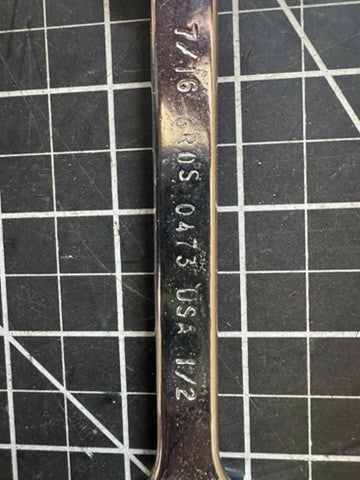 Vintage GROS 0473 Double Open End Wrench – 7/16” & 1/2” – Made in USA