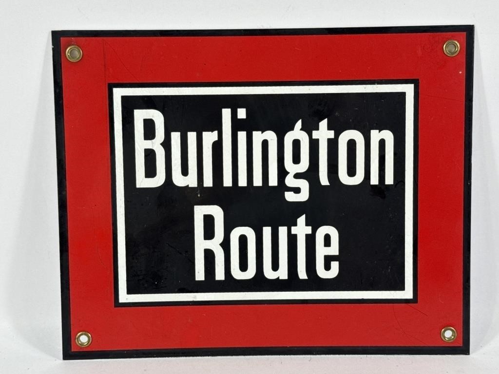 Vintage Burlington Route CB&Q Porcelain-Coated Metal Railroad Sign – 8” x 10”