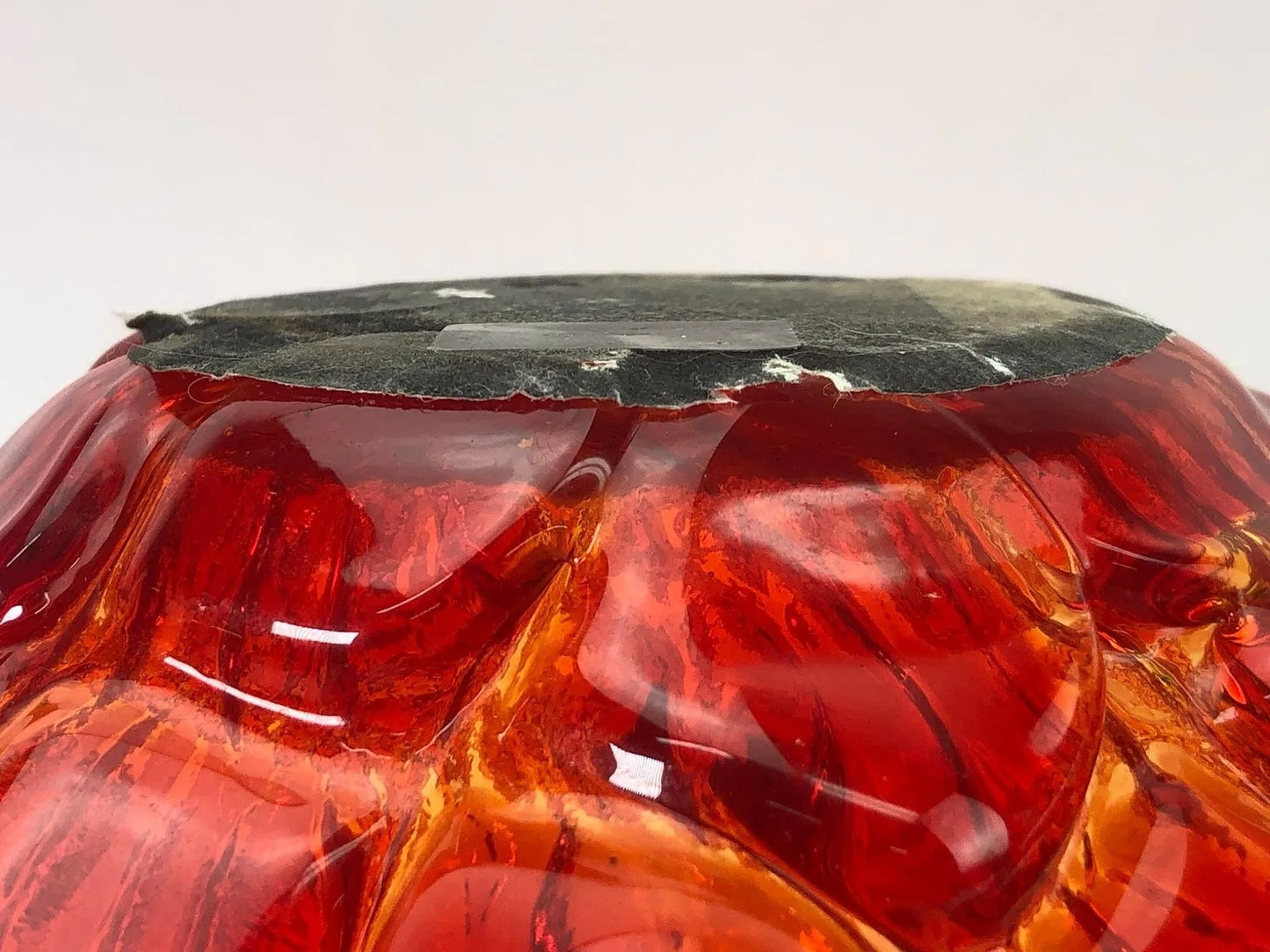 Large Murano-Style Hand-Blown Art Glass Bowl – Orange & Red, Italy, 15 3/4”