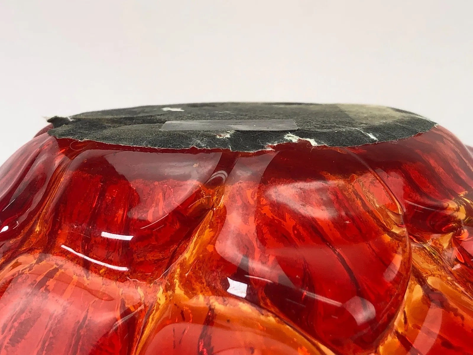 Large Murano-Style Hand-Blown Art Glass Bowl – Orange & Red, Italy, 15 3/4”