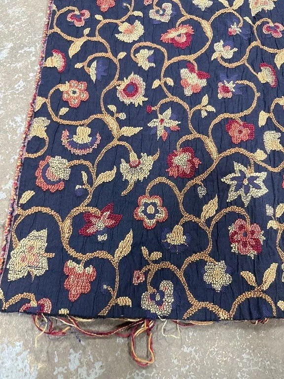 Vintage Floral Tapestry Fabric Panel – 62.5" x 47.5" – Black, Rust, Gold, Yellow
