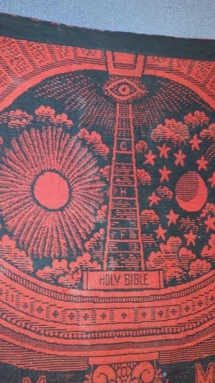 Antique Civil War Era Masonic Master's Carpet 34"x50" – Rare Fraternal Relic