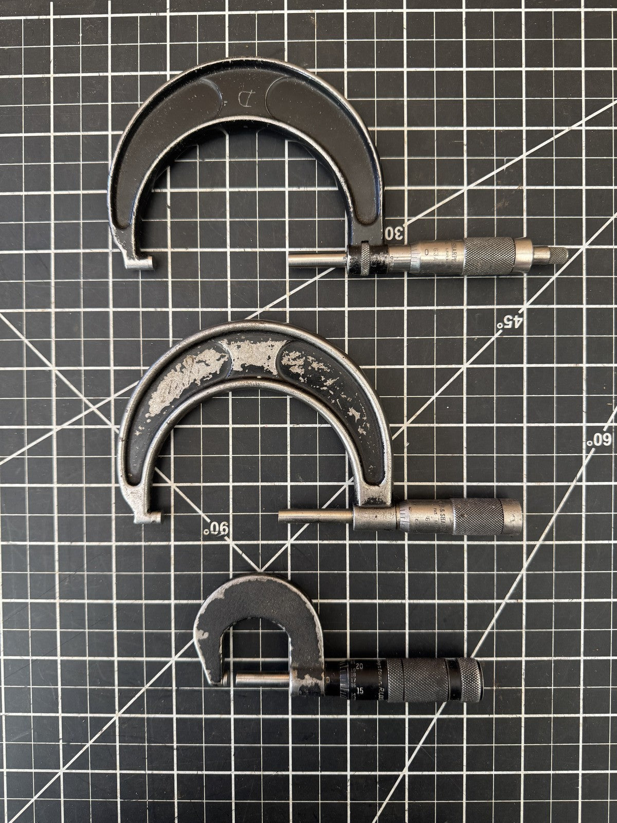 Lot of 3 Vintage Brown & Sharpe Micrometers – Machinist Tools